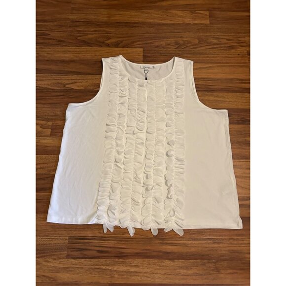 Chicos Cream PLUS Size 4 XXL NWT Sleeveless Layers of Ruffles Scoop Neck Stretch - Picture 7 of 10